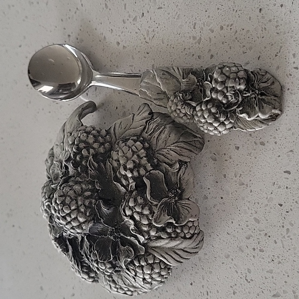 Vintage Pewter Jam Lid & Spoon Canada 1991 Seagull